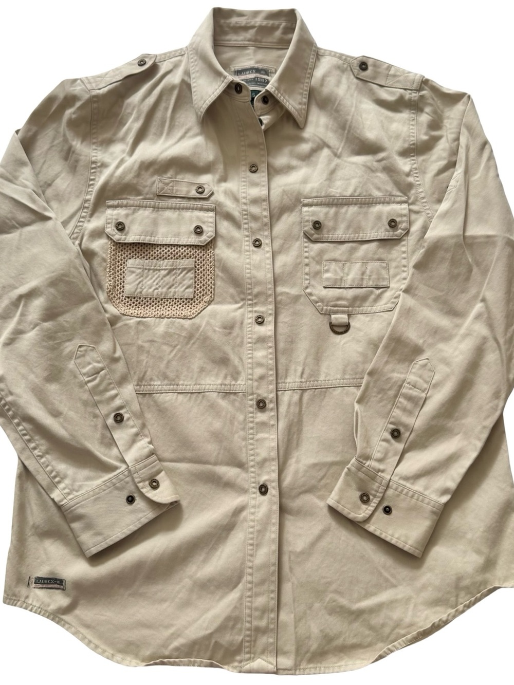 VTG Lauren Ralph Lauren Women’s Safari Outfitters Khaki Twill Field Shirt Size S